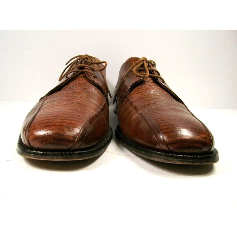 Johnston & Murphy Brown Leather Fancy Bike Toe Oxfords Mens Size US 9.5 M